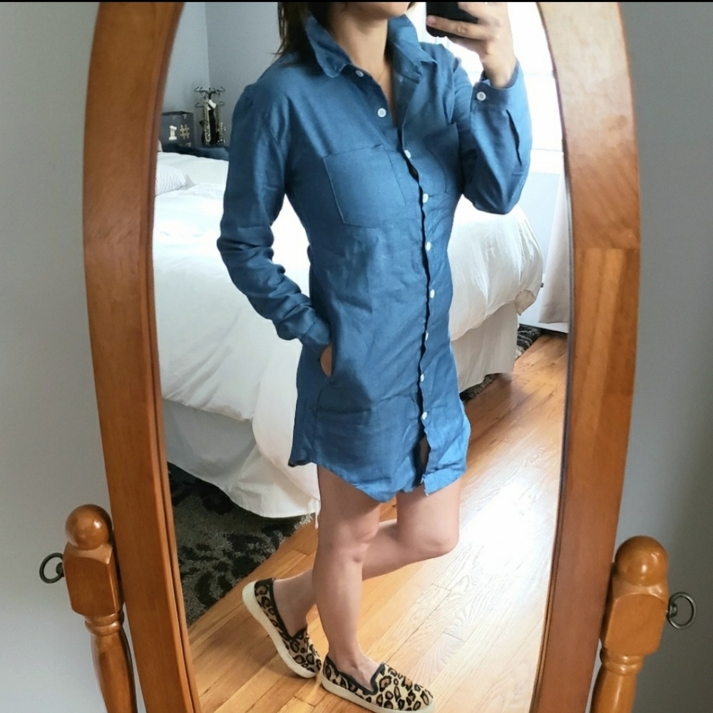 Chambray dress w/pockets